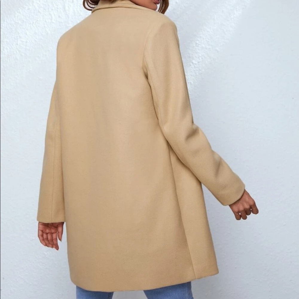 Camel single button trench long peacoat jacket tan - Picture 4 of 5